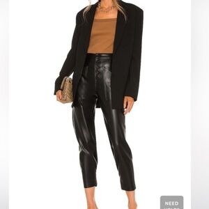 Pistola Tammy High Rise Trouser in Slate Black Faux Leather Womens 27